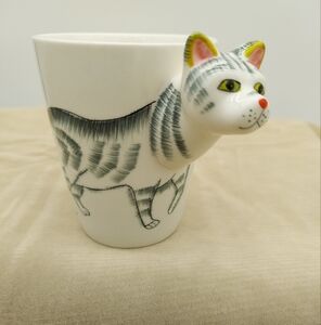 Cat Gray Grey Tiger Stripe Coffee Cup Mug Unique